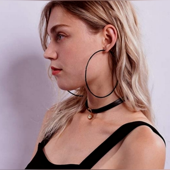 KATTA Huge 5" Dragonfly Black Hoops Oversized Hoop Earrings Charms Dragonflies - Picture 7 of 10